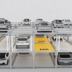 Visualisierung zeigt die Anordnung der Autos in einem Parksystem