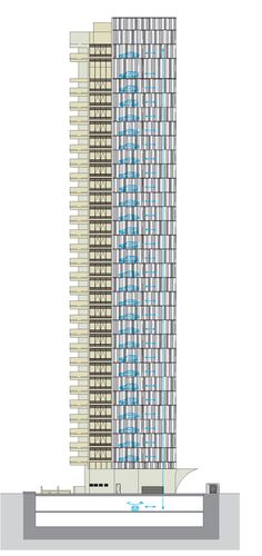 Die Grafik zeigt einen Querschnitt des Parksystems im Gebäude