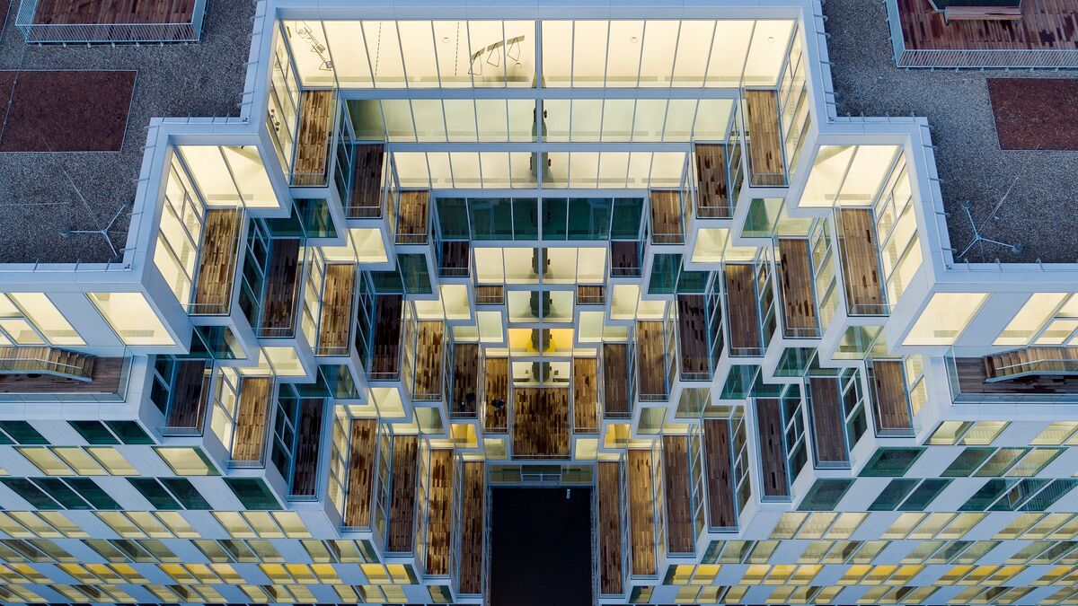 Ansicht von oben auf das Bürogebäude UP! Berlin