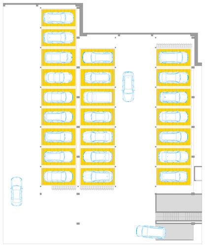 Schéma de la disposition des systèmes de stationnement dans le bâtiment