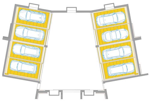 Un sistema di parcheggio è rappresentato come grafica.