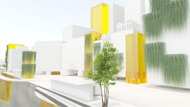 Rendering einer Stadt mit integrierten Parksystemen