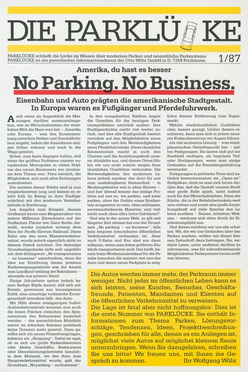 Foto eines Artikels aus der Zeitschrift "DIE PARKLÜCKE"