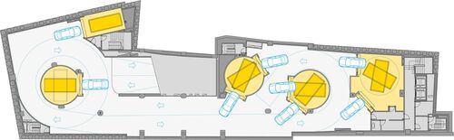 Grafik zeigt die Position der Einfahrtskabine eines Parksystems