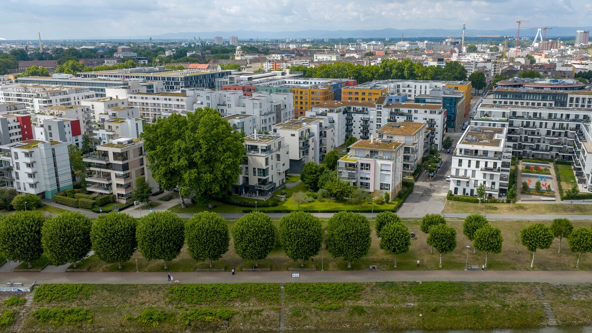 Ansicht aus der Luft auf das gesamte Gelände des Ludwigsquartiers