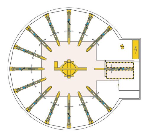 The illustration shows the layout of the parking spaces in a parking system from above