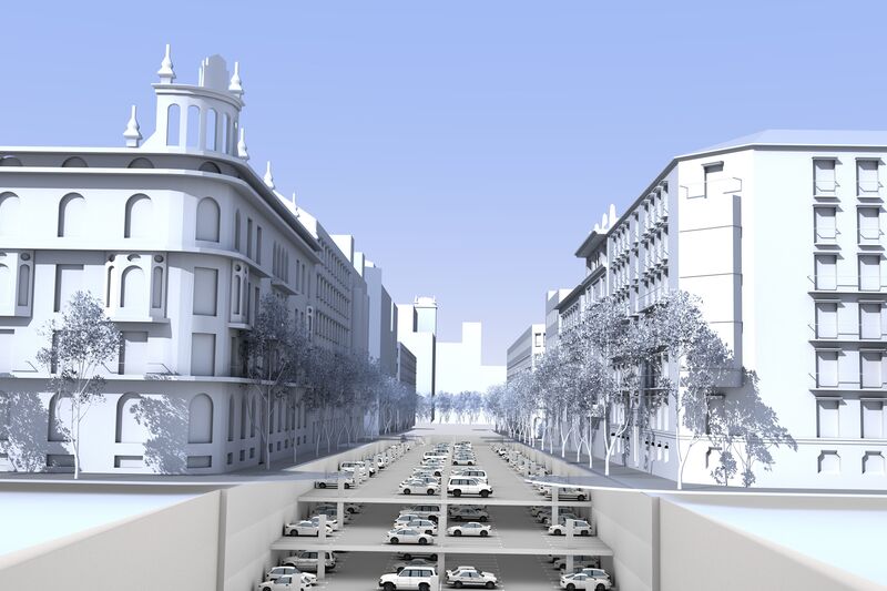 Photo d'une rue avec des bus et des voitures
