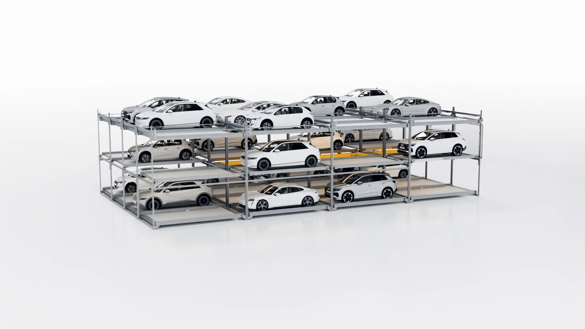 Visualisierung zeigt die Anordnung der Autos in einem Parksystem