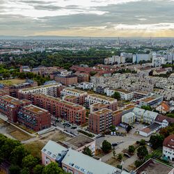 Ansicht aus der Luft auf das gesamte Gelände des Stadtquartier "Turley" in Mannheim