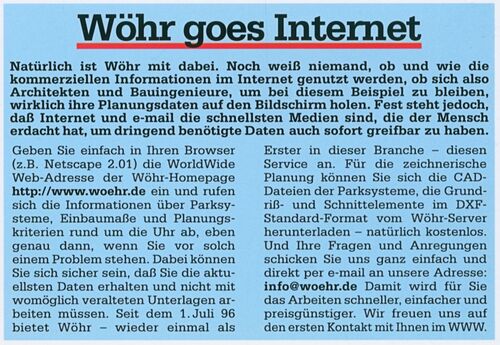 Mitteilung, dass WÖHR nun auch eine Internetseite hat