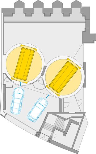 Grafik zeigt die Einfahrtskabine eines Autoparksystems